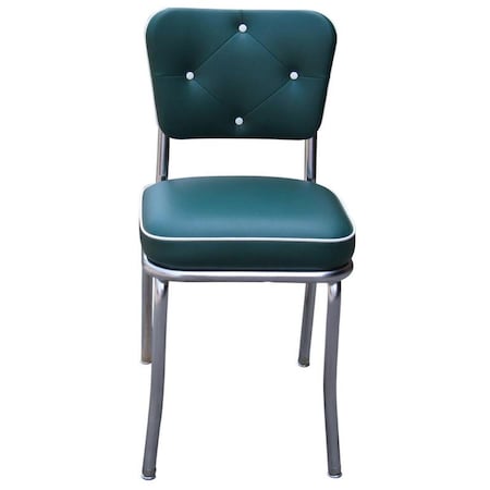 Richardson Seating Corp Richardson Seating Corp 4240GRN 4240 Lucy Diner Chair -Green- with 2 in. Box Seat  - Chrome 4240GRN